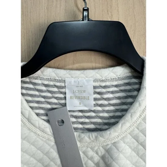 J.Crew Reversible Quilted Striped & Solid Womens Sweatshirt S Cotton/Polyester - Picture 7 of 10